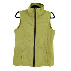 Onque Casual Womens Quilted Vest Petite Small Green Boho Classic Casual Everyday